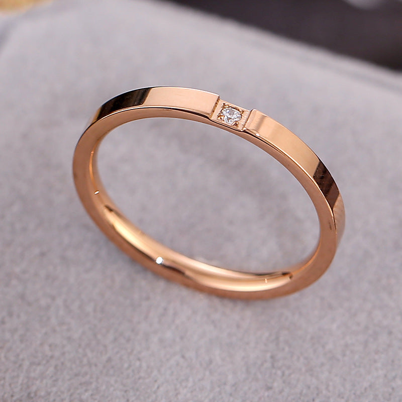 Titanium Steel Anti-fading Diamond Couple Ring