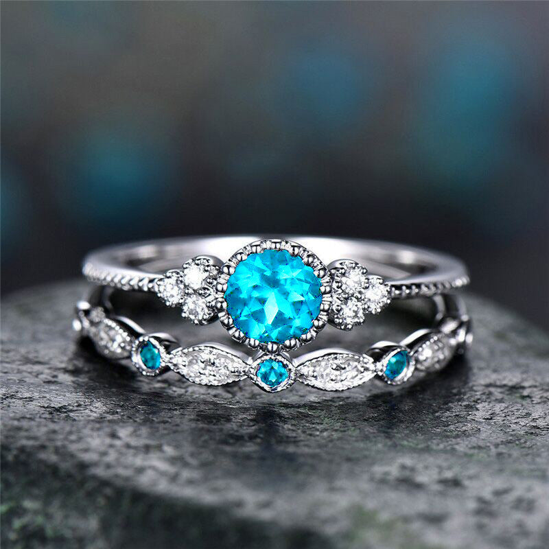 "Rhinestones Ring" Colored Diamond Rings (Set of 2)