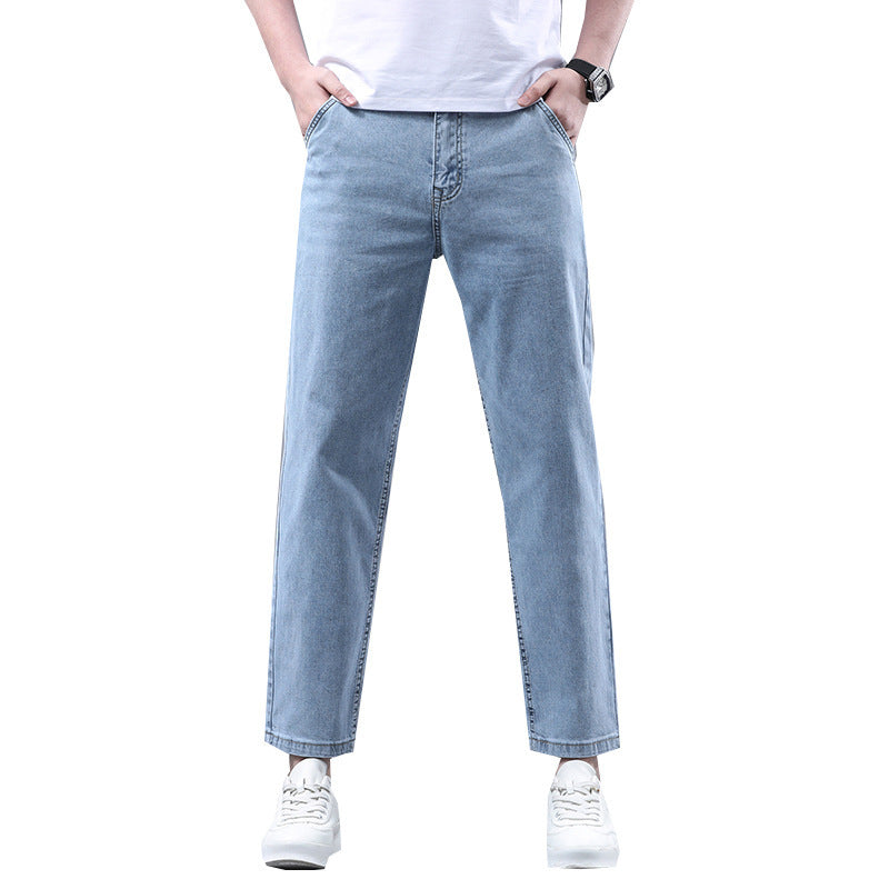 Slim Fit Cropped Casual Light-Colored Jeans for Men