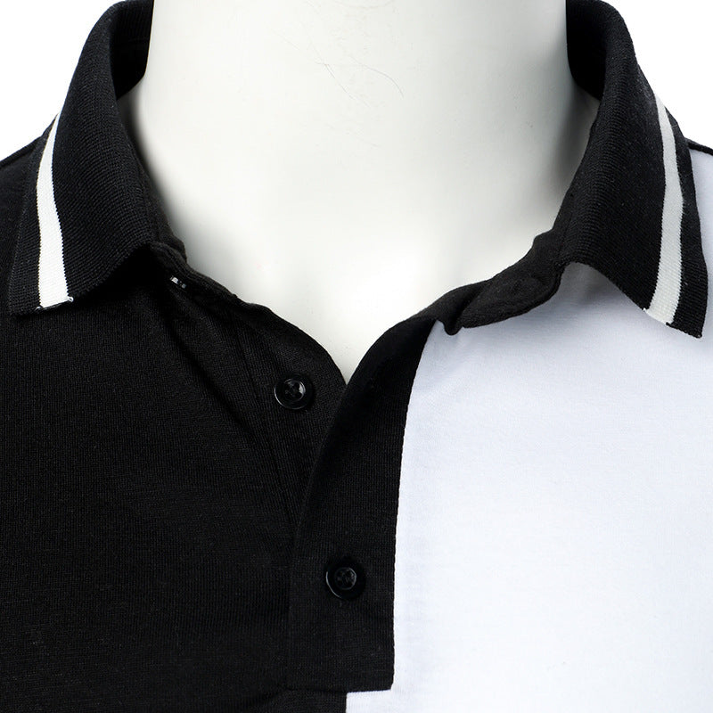 POLO Shirt Two-Color Stitching Fashion Long Sleeves for Men