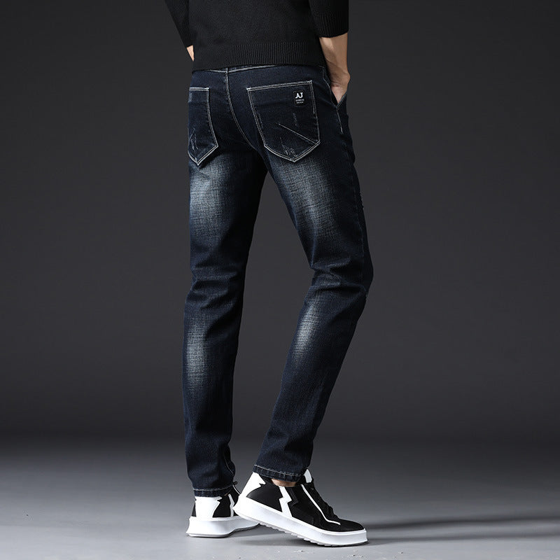 Black Denim Small Feet Stretch Jeans for Men