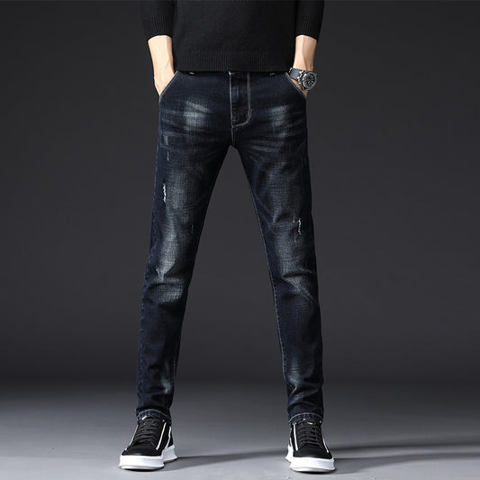 Black Denim Small Feet Stretch Jeans for Men