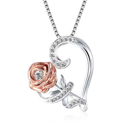 Romantic Love Rose Zircon Necklace