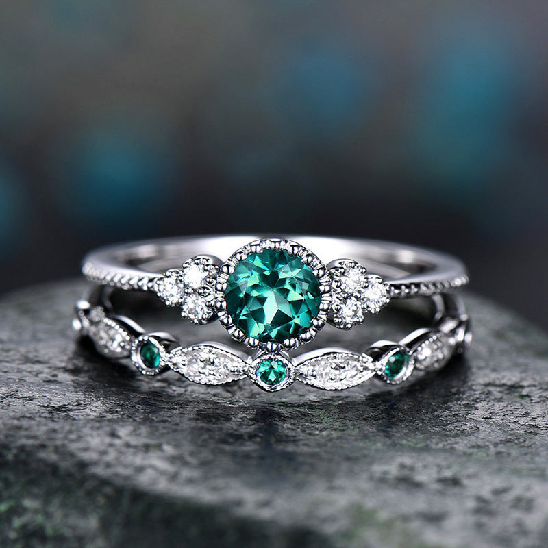 "Rhinestones Ring" Colored Diamond Rings (Set of 2)