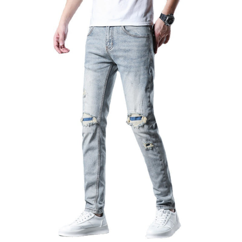 New Patch Ripped Stretchable Jeans for Men