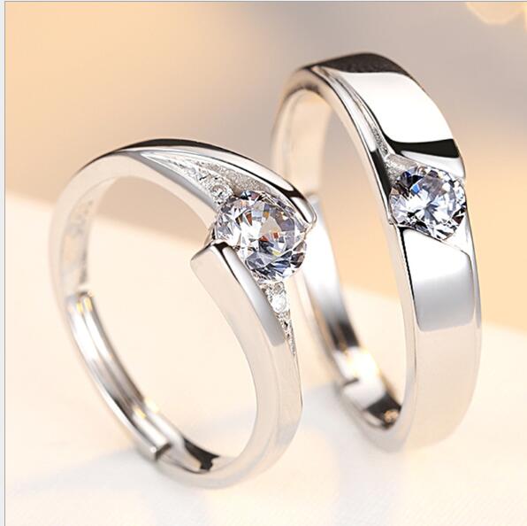 Couple Diamond Rings: A Pair of Live (925 Silver Men and Women Marriage Rings)