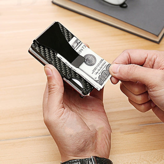 Carbon Fiber Package Wallet Multi-Functional Metal Card