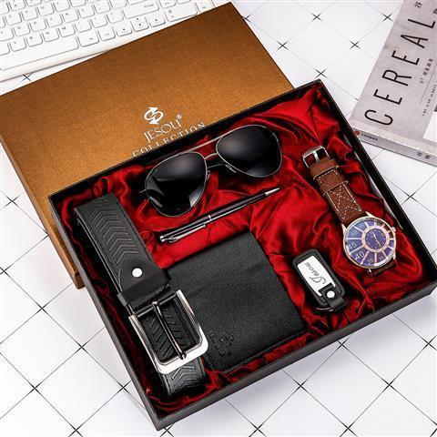 Gift Box Set: Watch, Wallet, Sunglasses and Belt for Men