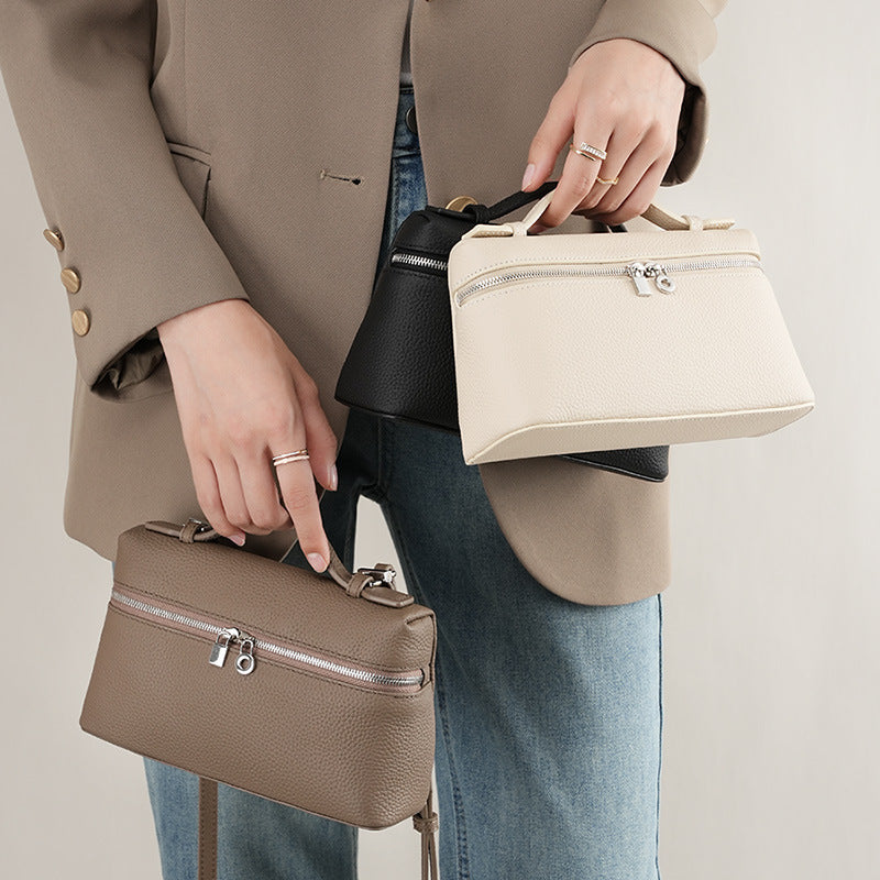 Women's First Layer Cowhide Portable Box Messenger Bag