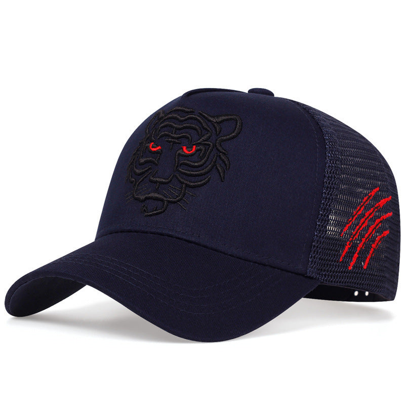 Fashion Tall Crown Tiger Head Embroidered Baseball Hat for Men