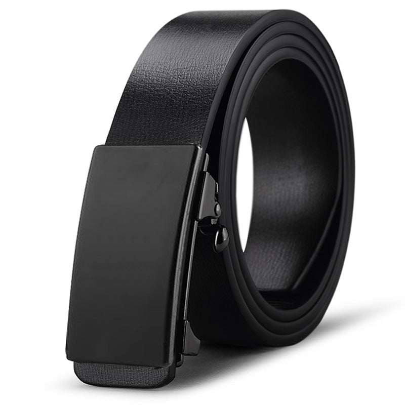 Toothless Automatic Buckle Belt: Leather Two-Layer Cowhide Belt for Men
