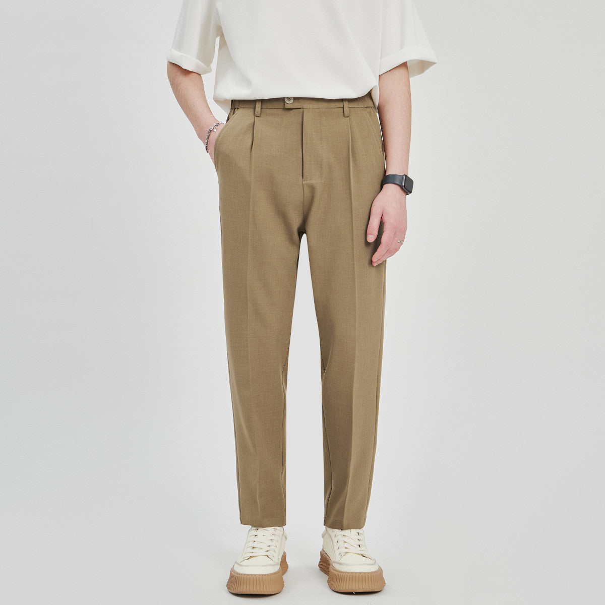 Loose Cotton Casual Straight-Leg Suit Pants for Men