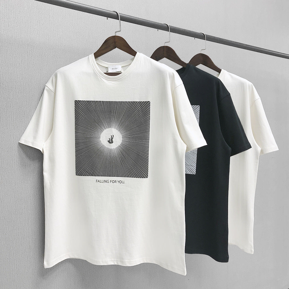 Falling Short-Sleeved High Street Fashion Brand Loose Couple T-shirt
