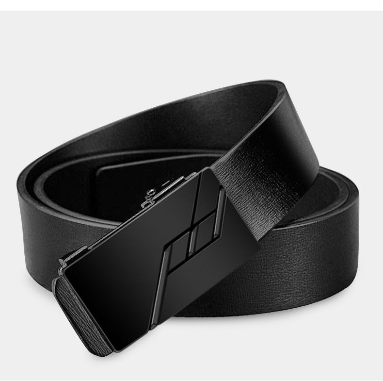 Automatic Leather Buckle Cowhide Casual Business Pant Belt for Men