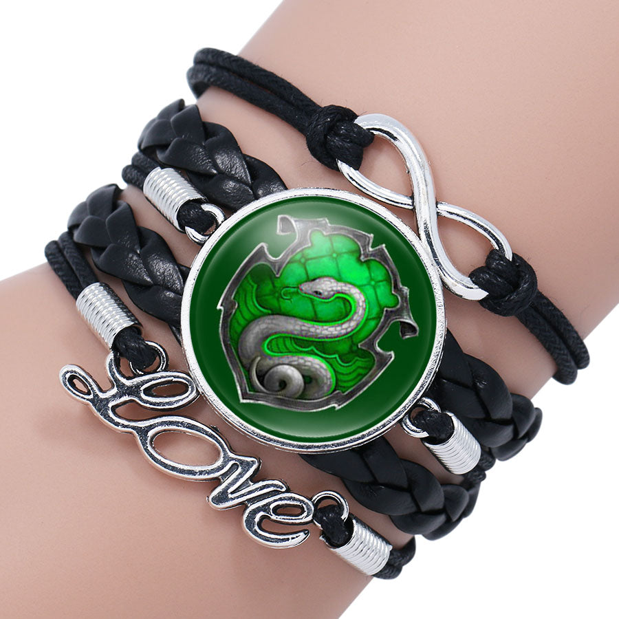 Hogwarts School Magic Academy Glass Cabochon Bracelet