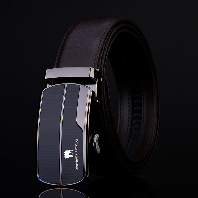 Leather Business Belt with Automatic Buckle