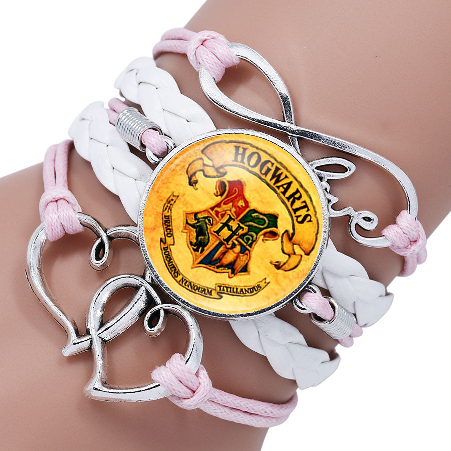 Hogwarts School Magic Academy Glass Cabochon Bracelet