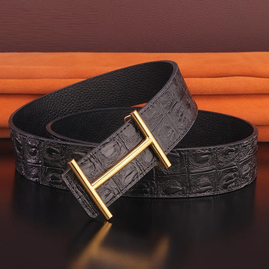 Fashion Pure Copper Buckle Youth Leather Belt