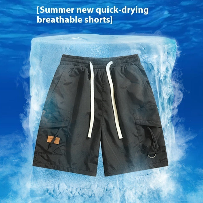 Summer Thin Ice Silk Quick-Drying Loose Shorts for Men