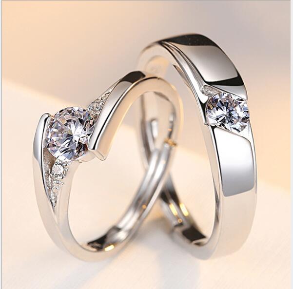 Couple Diamond Rings: A Pair of Live (925 Silver Men and Women Marriage Rings)