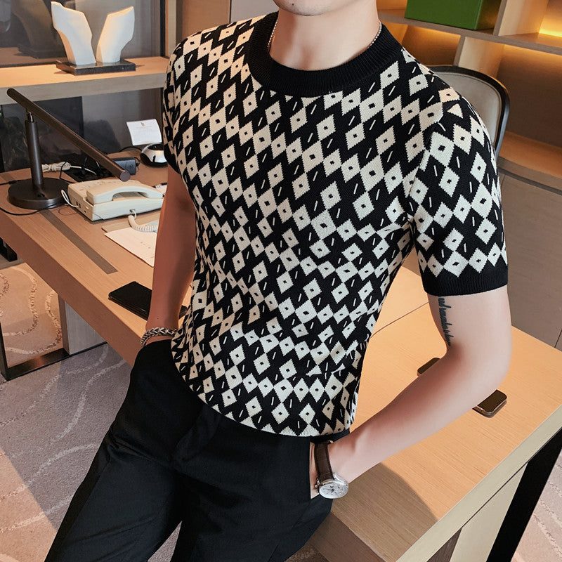 Round Neck Breathable Casual Slim Korean Style Bottoming T-shirt Half Sleeve Sweater