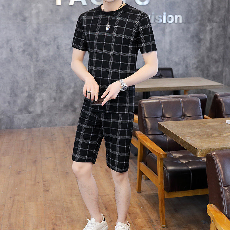 Casual Suit Short-Sleeved T-Shirt Tide Brand Two-Piece Shorts for Men
