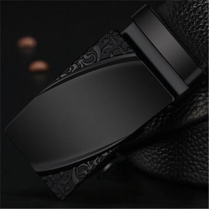 Lengthen Popular Classic Glossy Black: Automatic Buckle Belt for Men