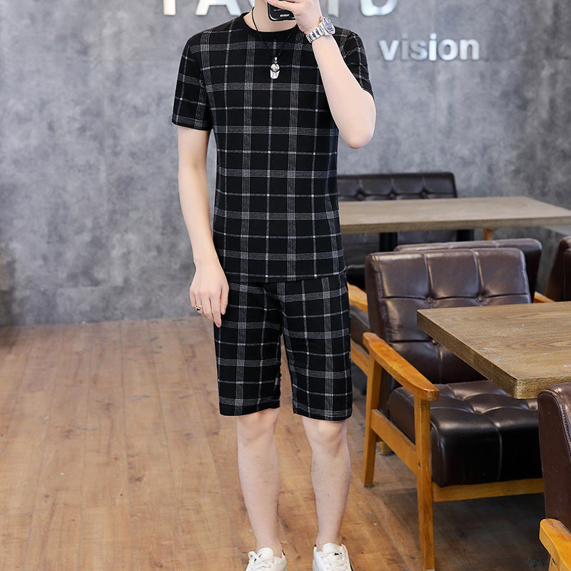 Casual Suit Short-Sleeved T-Shirt Tide Brand Two-Piece Shorts for Men