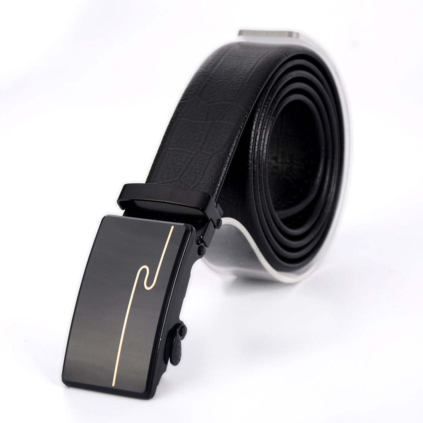 Automatic Buckle Belt: Mirror Acrylic Iron Button Business Casual Belt for Men