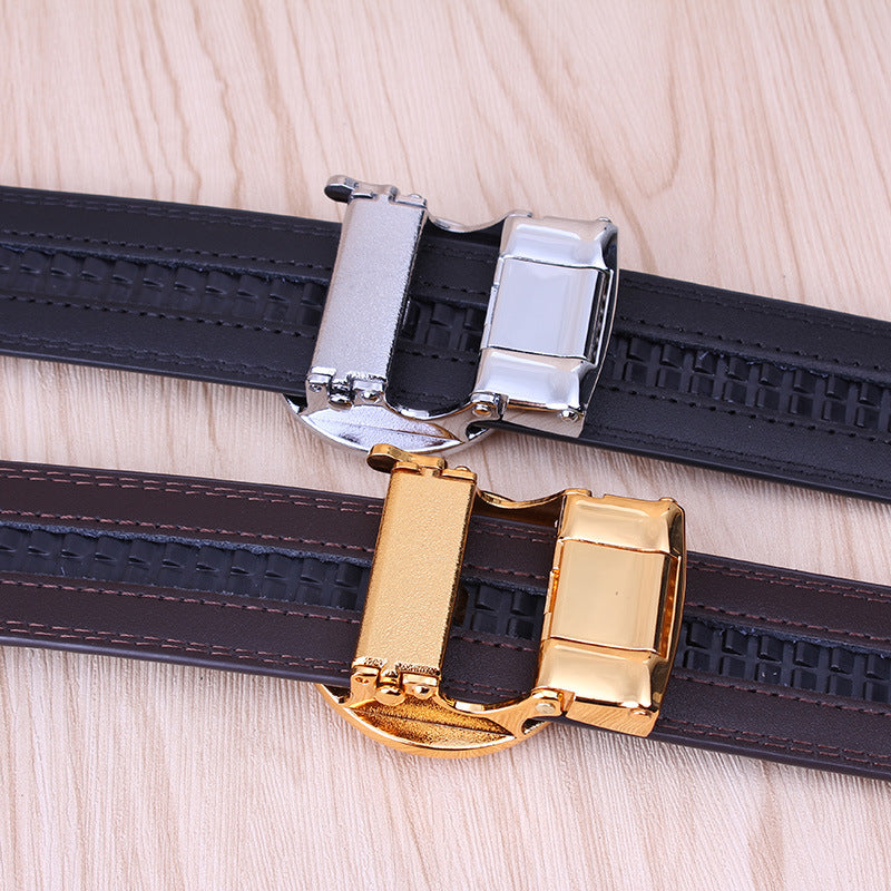 The Time Goes by Leather Automatic Buckle Belt for Men