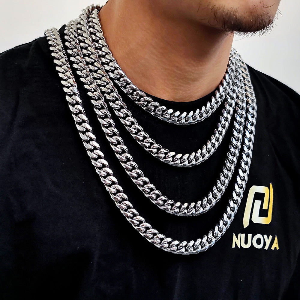 European Hip Hop Titanium Steel Necklace (Ornament Stainless Steel Cuban Link Chain)