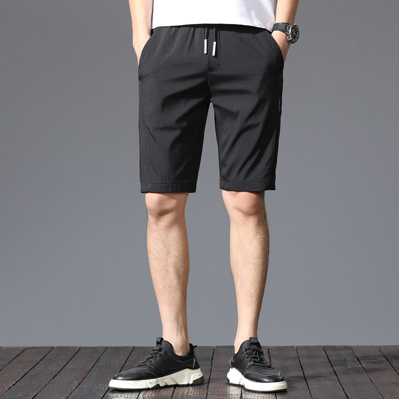 Summer Ice Silk Ultra-Thin Middle Pants: Loose Track Pants Casual Breeches Beach Shorts for Men