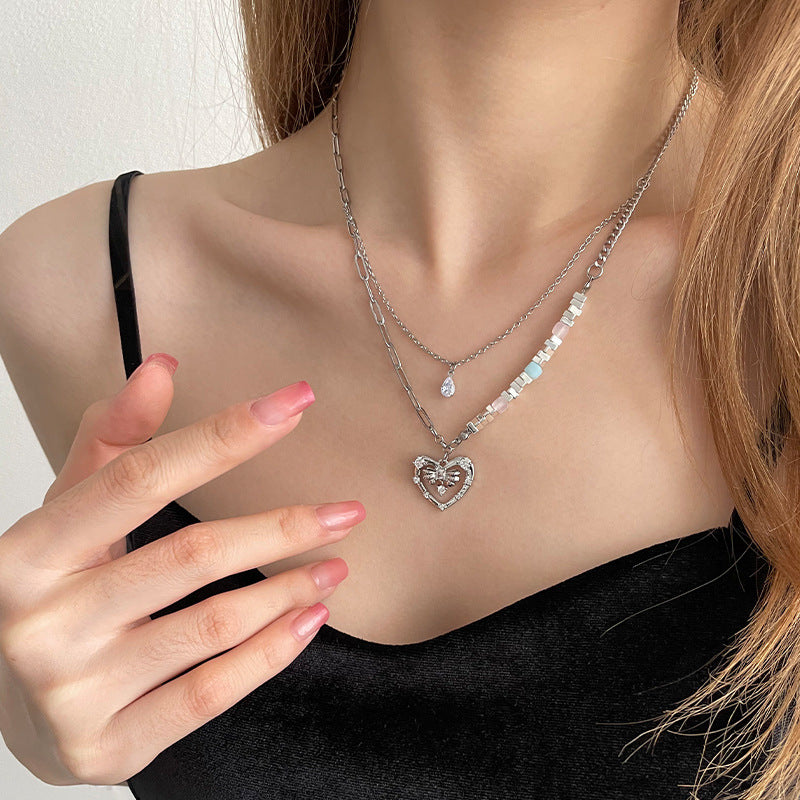 Hollow Heart Pendant (Small Broken Silver Necklace)