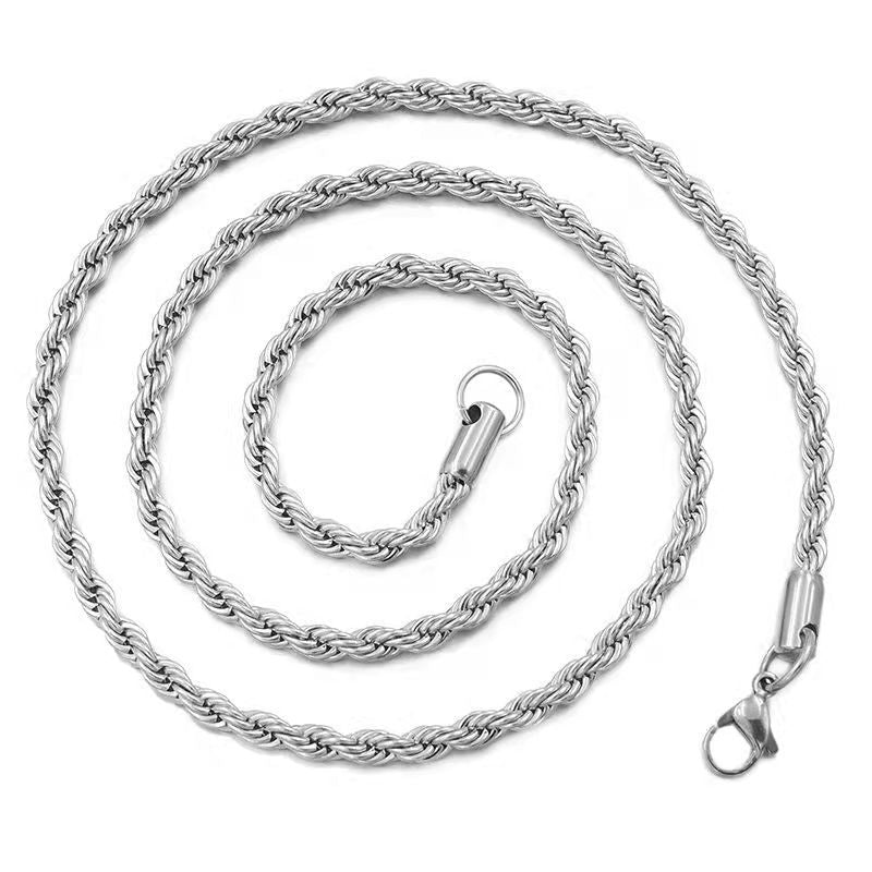 Hip Hop Clavicle Chain: Stainless Steel Twist