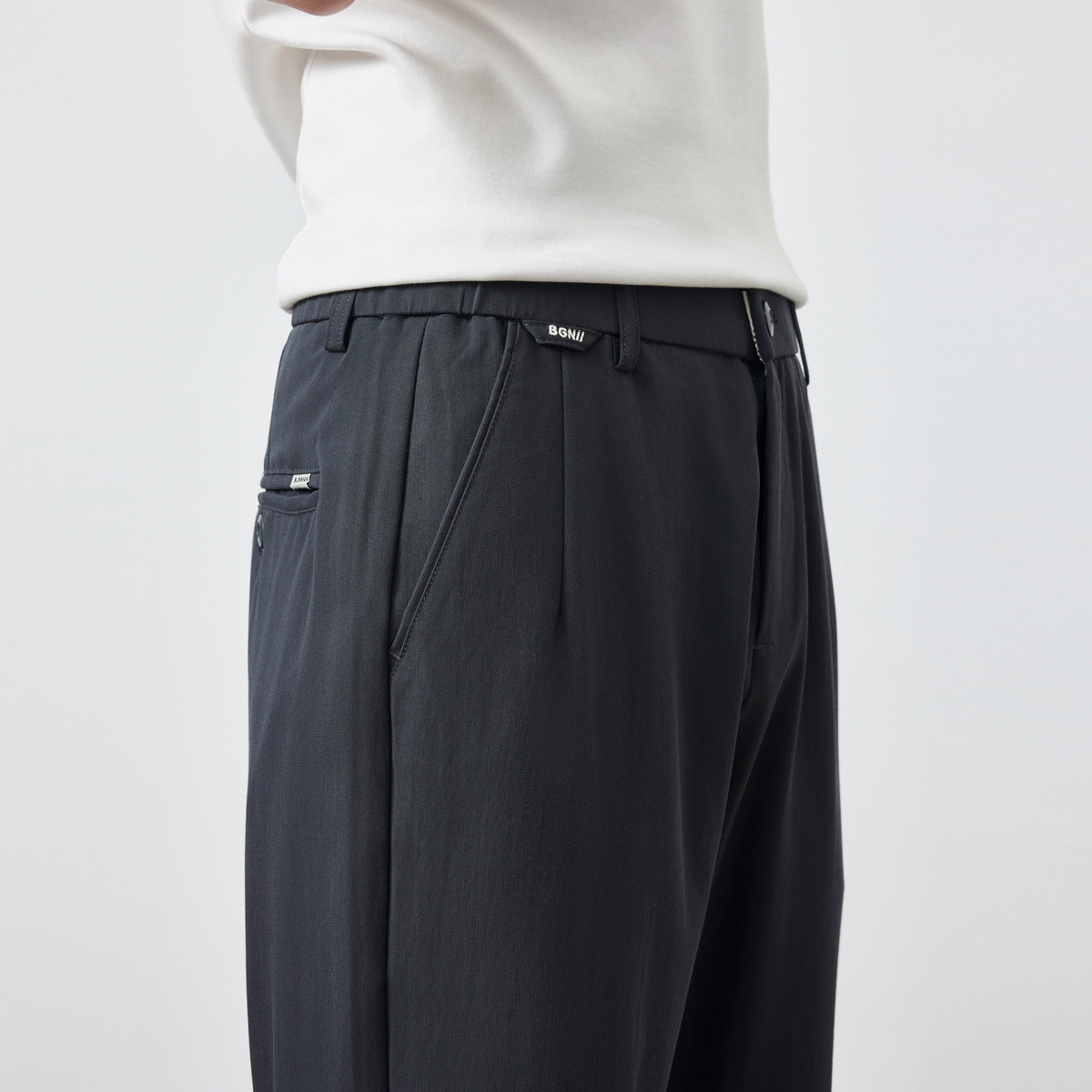 Straight Micro-Tapered Casual Pants Simple Solid Color