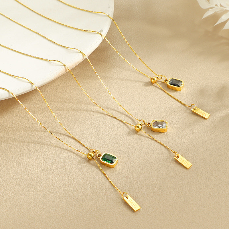 Vintage Emerald Necklace: Female White Square