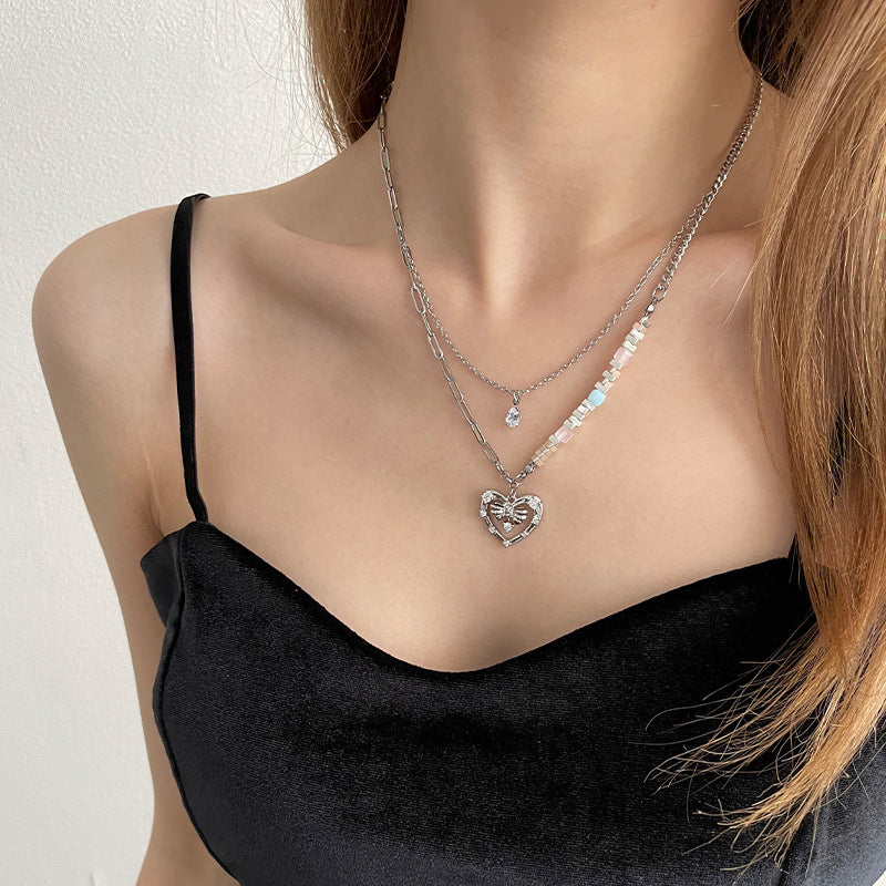 Hollow Heart Pendant (Small Broken Silver Necklace)