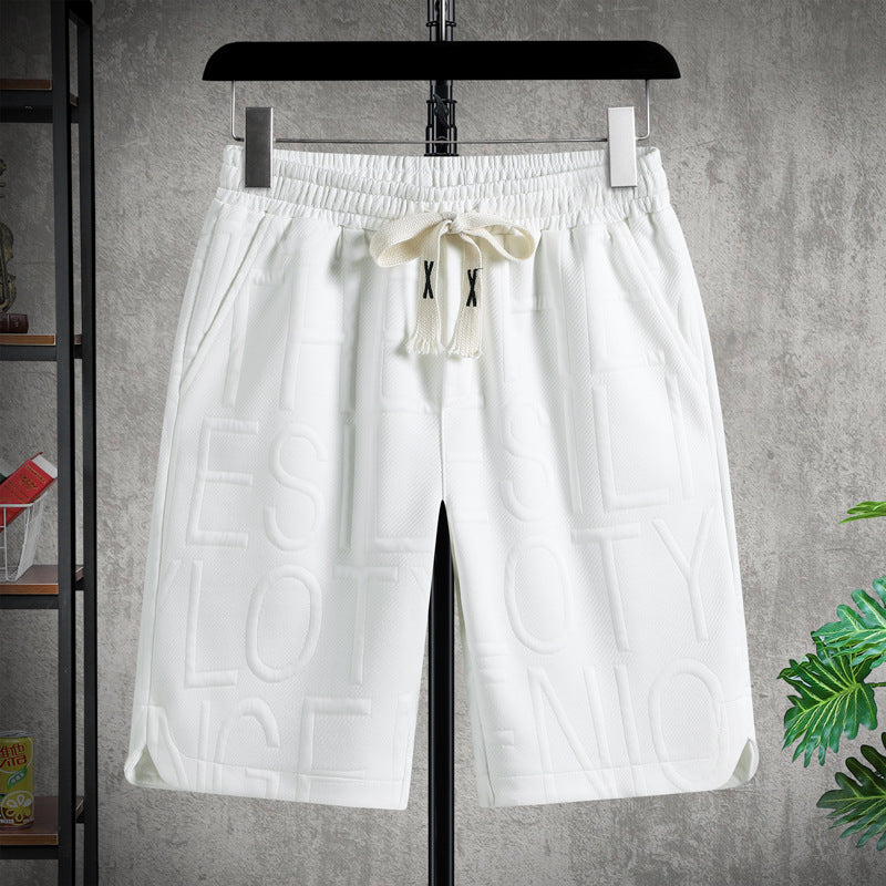 Summer Plus Size Sports Casual Jacquard Solid Color Shorts