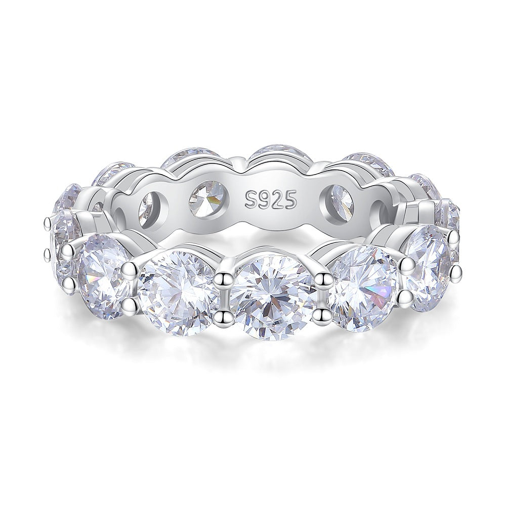 Full Diamond European & American Ring: S925 Sterling Silver Ring