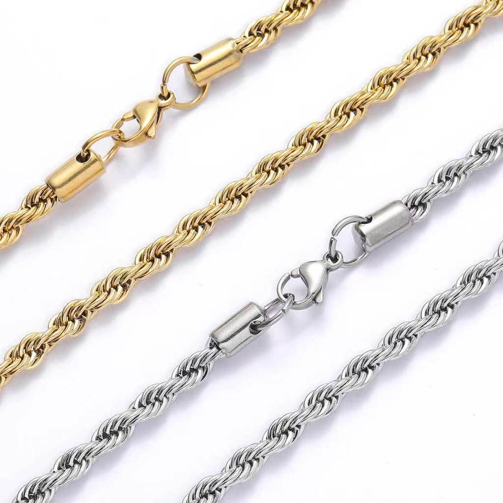 Hip Hop Clavicle Chain: Stainless Steel Twist