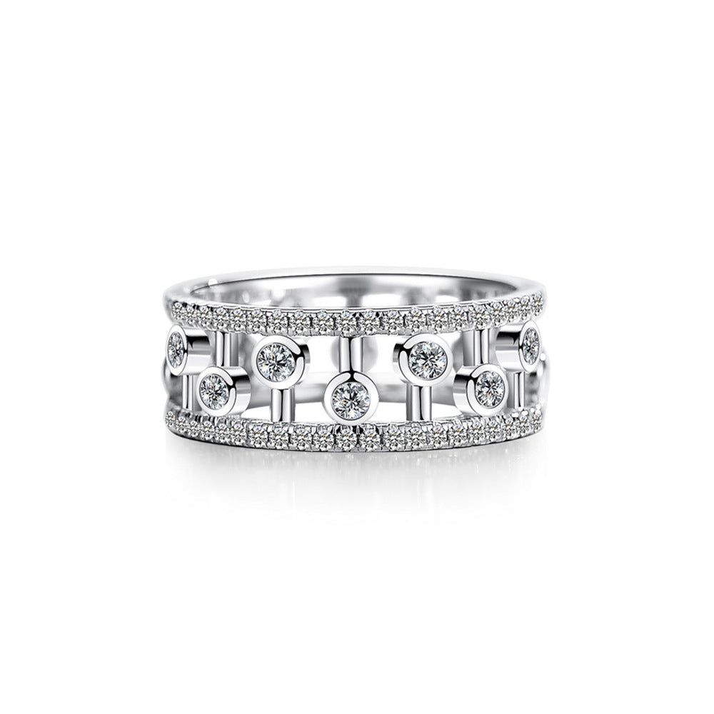 Full Diamond European & American Ring: S925 Sterling Silver Ring