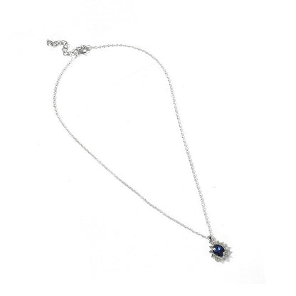 Sapphire Suit Fashion Necklace & Sunflower Zircon Stud Earrings