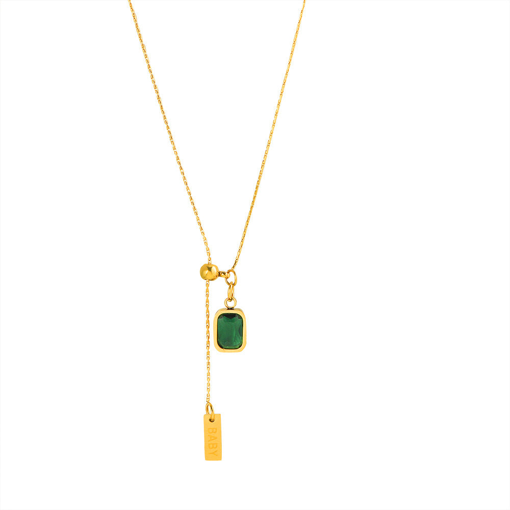 Vintage Emerald Necklace: Female White Square