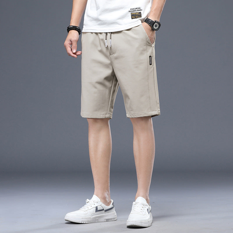 Summer Ice Silk Ultra-Thin Middle Pants: Loose Track Pants Casual Breeches Beach Shorts for Men