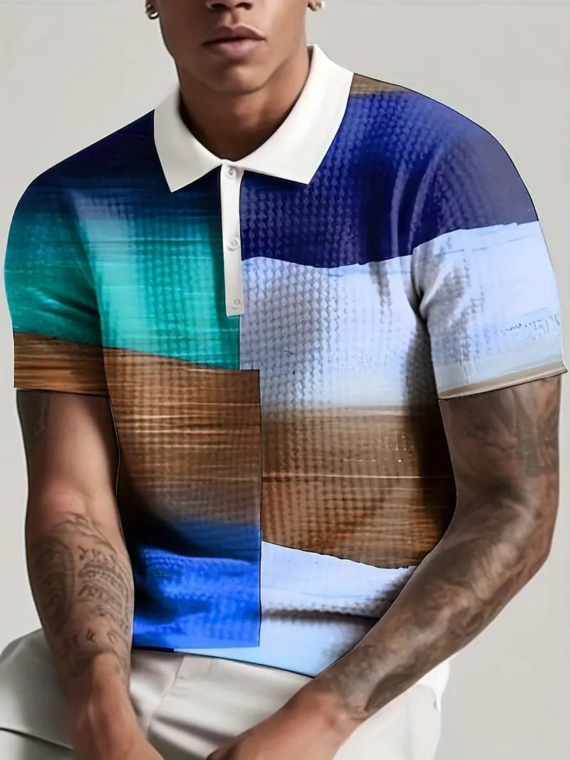 Print Breathable Fashion Polo Shirt Top for Men