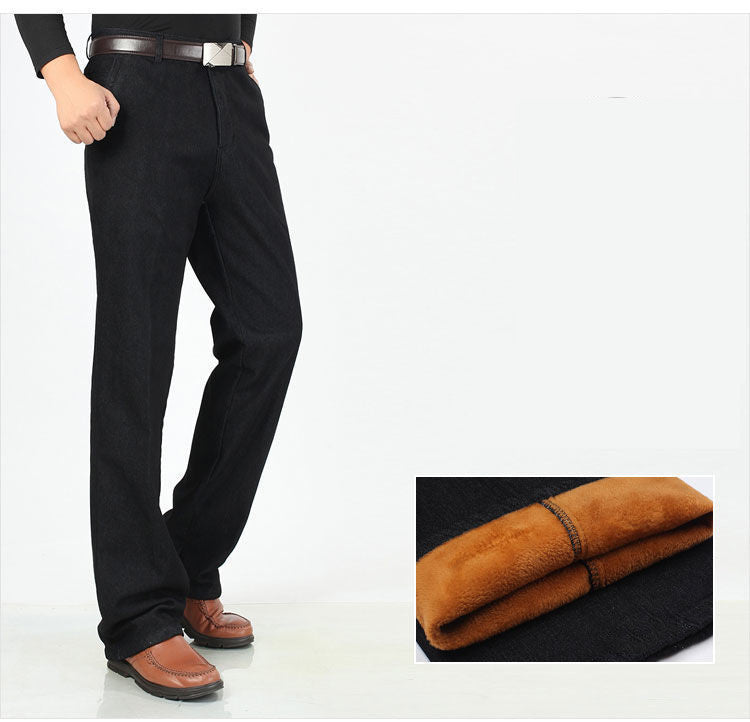 Stretch Straight and Cashmere Casual High-Waist Trousers for Men
