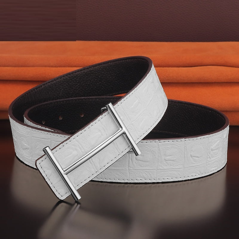 Fashion Pure Copper Buckle Youth Leather Belt