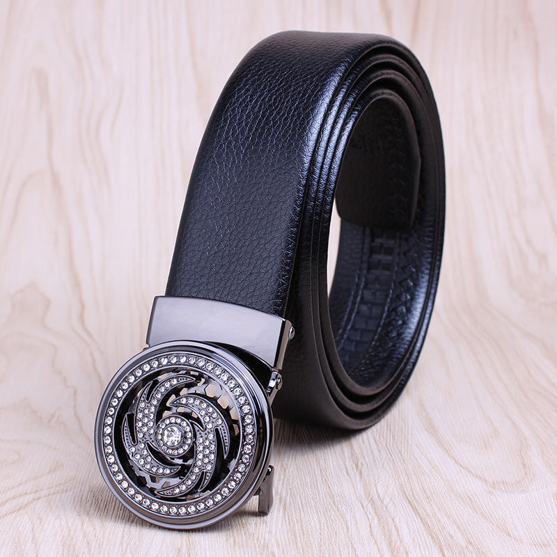 The Time Goes by Leather Automatic Buckle Belt for Men