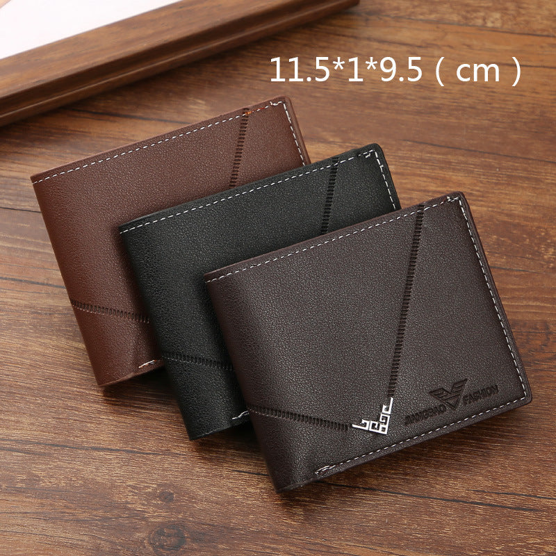 Simplicity Fashion Multi-Card-Slot Lychee Pattern Short Wallet for Men