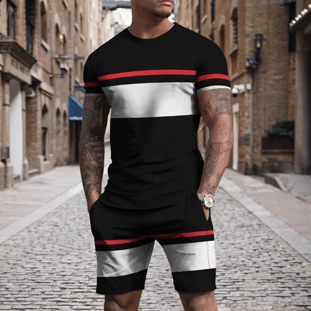 Short Sleeve Round Neck Pu Shuai Casual Multicolor Sportswear Men Suit